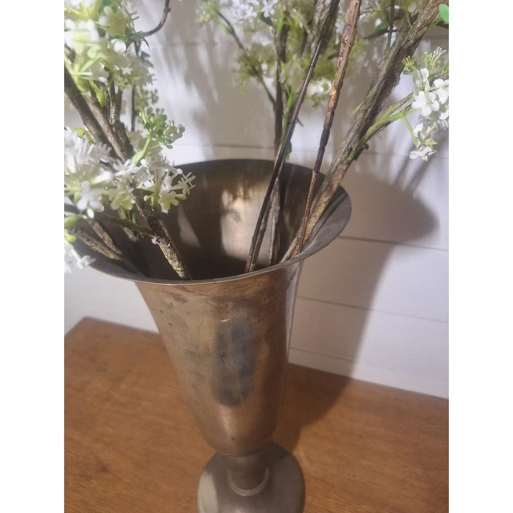 Vintage pottery barn large Silver plate trumpet vase